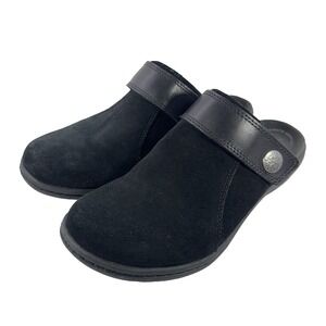 Clarks Laurieann Kyla Leather Suede Mule Clog Black 7.5M Slip On Comfort Classic